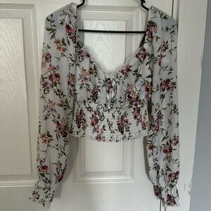 White blouse with flowers from Zara